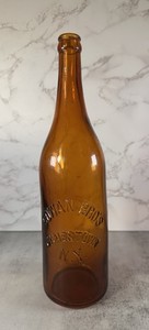 Antique Amber 12" JAMESTOWN NY COWAN BROS Beer Bottle C G Co. Embossed