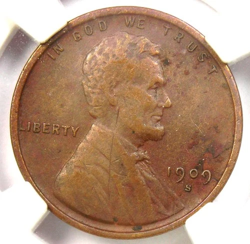 1909-S VDB Lincoln Wheat Cent 1C Penny - NGC VF Details - Rare Key Date Coin!