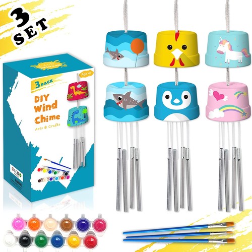 3-Pack DIY Wind Chime Kits- Arts and Crafts for Boys Girls Ages 8-12 4-8 6-8 ...