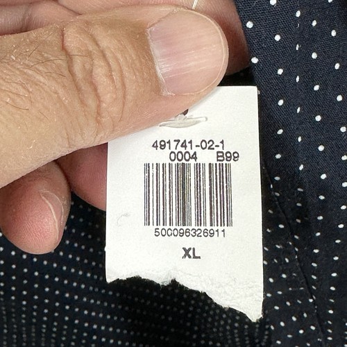 NWT Old Navy Men's XL Everyday Button Shirt Reg Fit Navy Blue White Polka Dots - Picture 2 of 9