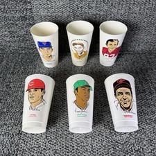 Lot of 6 Vintage 7-11 Slurpee Cups Pete Rose Reggie Jackson MLB NFL 1970s
