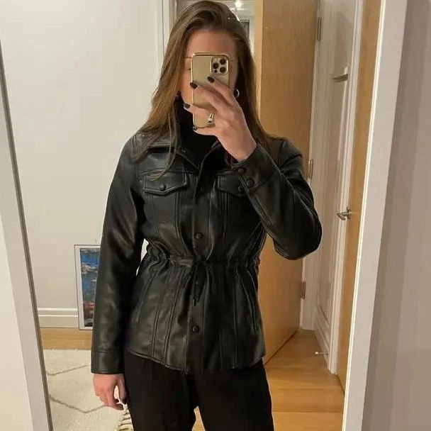 Blazer BLANKNYC Cinched Imitación Cuero Negro Chaqueta Utilitaria Vegano Talla S Foto 4 de 4