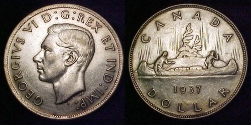 CANADA 1937 Silver Dollar XF