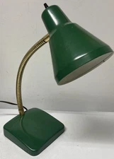 MCM Industrial 50s VTG Gooseneck Lamp Metal Base Atomic Green PARTS/REPAIR/PROP