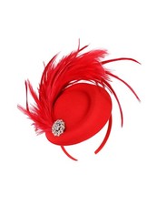 BABEYOND Fascinator Hat for Women Tea Party Kentucky Derby One Size, Red