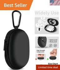 Compact Multi-Functional Earbud Storage Bag with Zipper - Black Oval Design