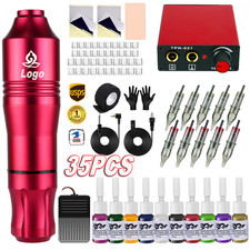 Wireless Tattoo Kit Complete for Beginners Pen Machine with Power Supply Needles