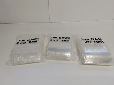 2'' x 2'' Clear Resealable Plastic Bags   2 Mil Thickness, Pack of 300