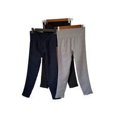 AnyBody Intimates Med Jacquard Panel Leggings 3 Pack Navy Gray Black Compression