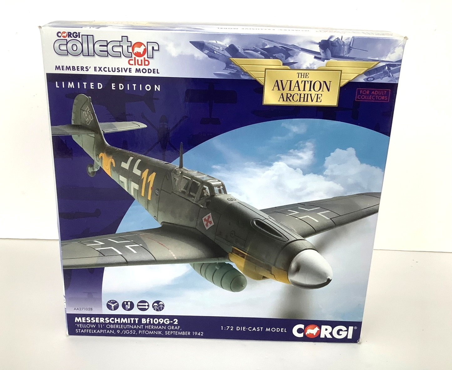 Corgi AA27102B 1:72 Messerschmitt Bf109G-2 “Yellow 11” Herman Graf Jg52 BNIB