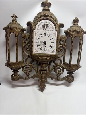 Vintage Burwood Hollywood Regency New Haven 597 Gold Wall Clock WORKS
