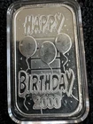 2000 Happy Birthday Engravable Rare Bullion-999 Silver 1 Ounce Oz Bar NO RESERVE