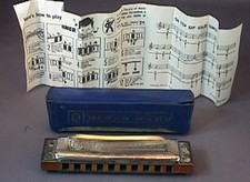 VINTAGE HOHNER BLUES HARP HARMONICA C CASE  FLYER