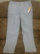 Merona Womens Classic Fit Ankle Length Striped Pants Gray SIZE 2 NWT