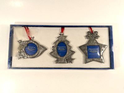 CHRISTMAS PEWTER ORNAMENTS SET OF 3 FRAMES RITE AID BRAND NEW IN PACKAGING