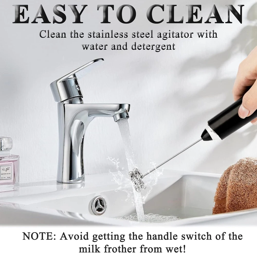 Milk Frother Handheld Double Whisk Foam Coffee Maker USB Rechargeable Electric