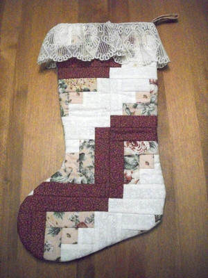 Artisan Made Quilted Patchwork Christmas Stocking, Excellent Condition