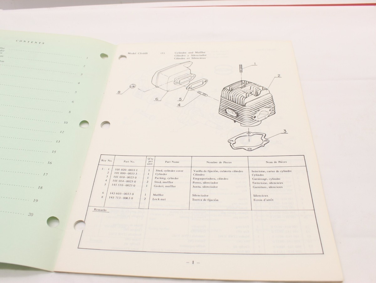 Echo Kioritz Chainsaw CS-60S Parts Catalogue | eBay