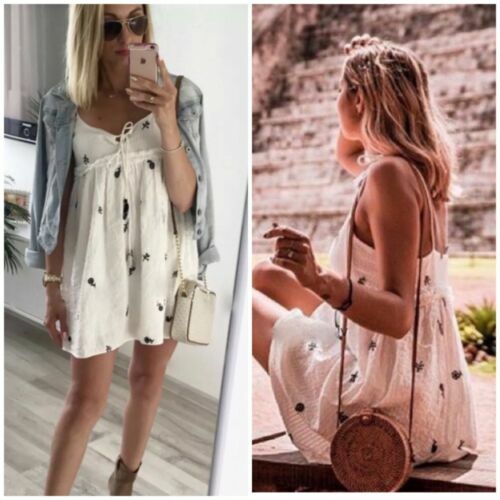 Robe Trapèze Zara Blanche Taille EU 34 - Coton, Style Décontracté, état Correct