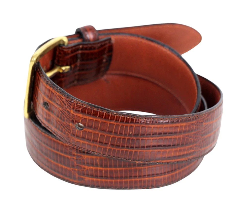 Club Room коричневый из натуральной кожи змея 1 1/8» Wd повседневное платье ремень Sz 34/85 (47 М - Изображение 3 из 4