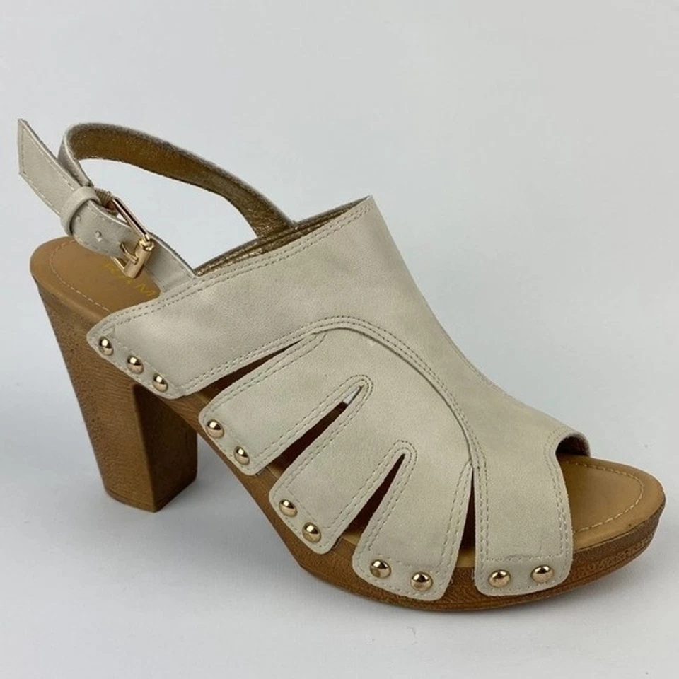 Сандалии на каблуке женские Rampage размер 8,5 бежевые с ремешком с открытым носком повседневные официальные - Изображение 2 из 4