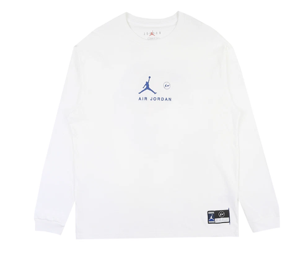 Nike Jordan Fragment Long Sleeve T Shirt DA2981 094 White Blue Print Mens Small