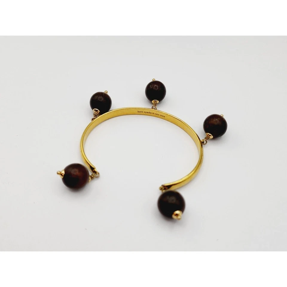 Brazalete Brazalete Kate Spade New York Tono Dorado Marrón Cuentas Cuentas 2 1/4" Foto 3 de 4