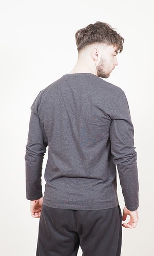 Mens Long Sleeve Cotton T-Shirt Regular Fit Crew Neck or Henley Top Lounge Work - Picture 20 of 72