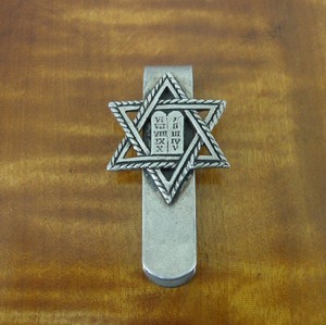 Vintage Jew!   ish Star Of David Judaica Sterling 925 Silver Money Clip - image is loa!   ding vintage jewish star of david judaica sterling 925