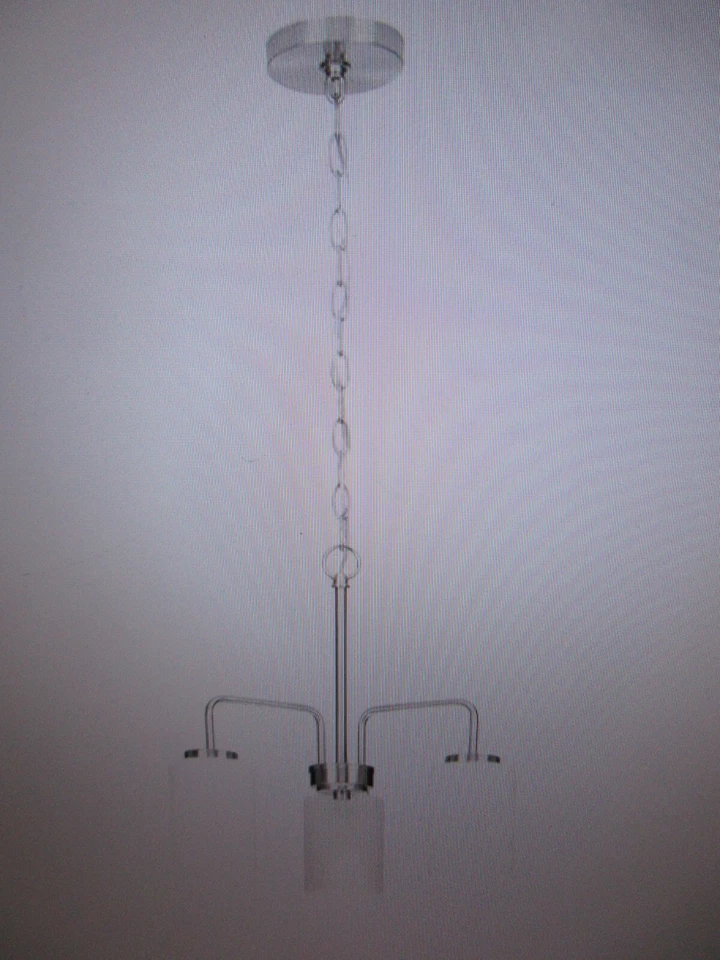 Progress Lighting Merry 3-Light Brushed Nickel Etched Glass Chandelier Light - Image 2 of 4