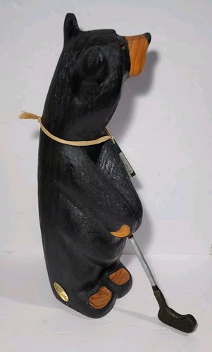 Big Sky Bears Bear 20" Arnold Golfer Hand Carved Wood Artist Jeff Fleming Golf - Bild 15 von 21