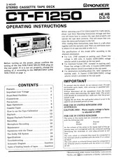 PIONEER CT-F1250 Cassette, PL-L1000 Turntable, SG90 Equalizer Instruction Manual