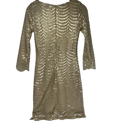 gianni bini gold sequin dress Gianni Bini Champagne Sequin Cocktail Dress Size XS Fitted Gold Formal  Party