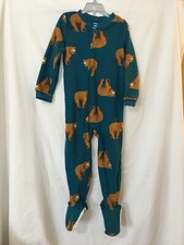New Carter's Bear Fleece Pajama PJs Footie 1 Pc Sleeper Boy 4 Teal