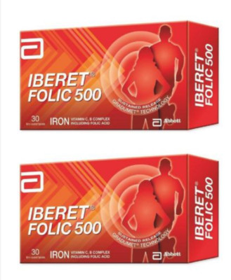 10 X 30's Abbott IBERET 500  FOLIC ACID Iron Vitamin C, B Complex Fast Shipping