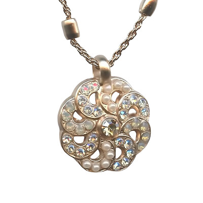 Mariana Necklace Pendant Exquisite Pearl, Champagne, Sand Opal & Clear Austri...