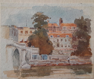 NATHANIAL EVERITT GRÜN FL 1857-1899 FEINES AQUARELL RICHMOND BRÜCKE PROVENIENZ