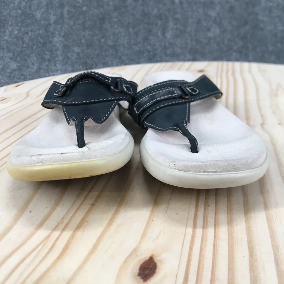 Sandalias Talbots para mujer 5 M Chanclas Tanga Cuero Negro Puntera Sin cordones Informales Foto 4 de 4