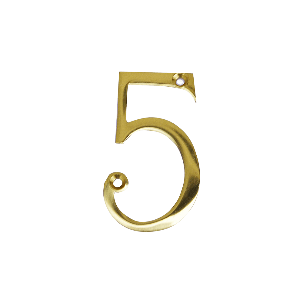 Numero Civico Home System "5" in Ottone Lucido per Abitazione