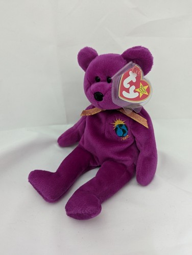 TY Beanie Baby mit Schaukelanhänger 1999. Millennium Bär. mit Rechtschreibfehlern selten