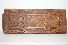 Vintage Wood Hand Carved Folding Book Shelf Holder Wooden Small Shelf Decor