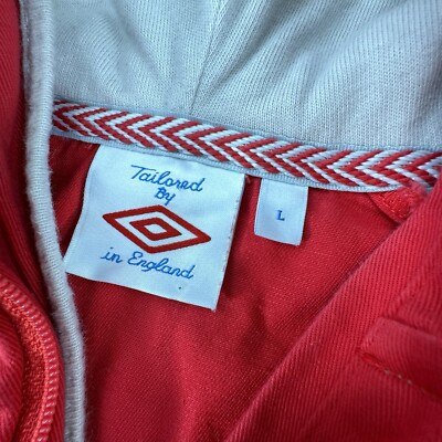 Vintage Umbro England Hoodie Jacket Mens Large Red 1/4 Zip Futbol