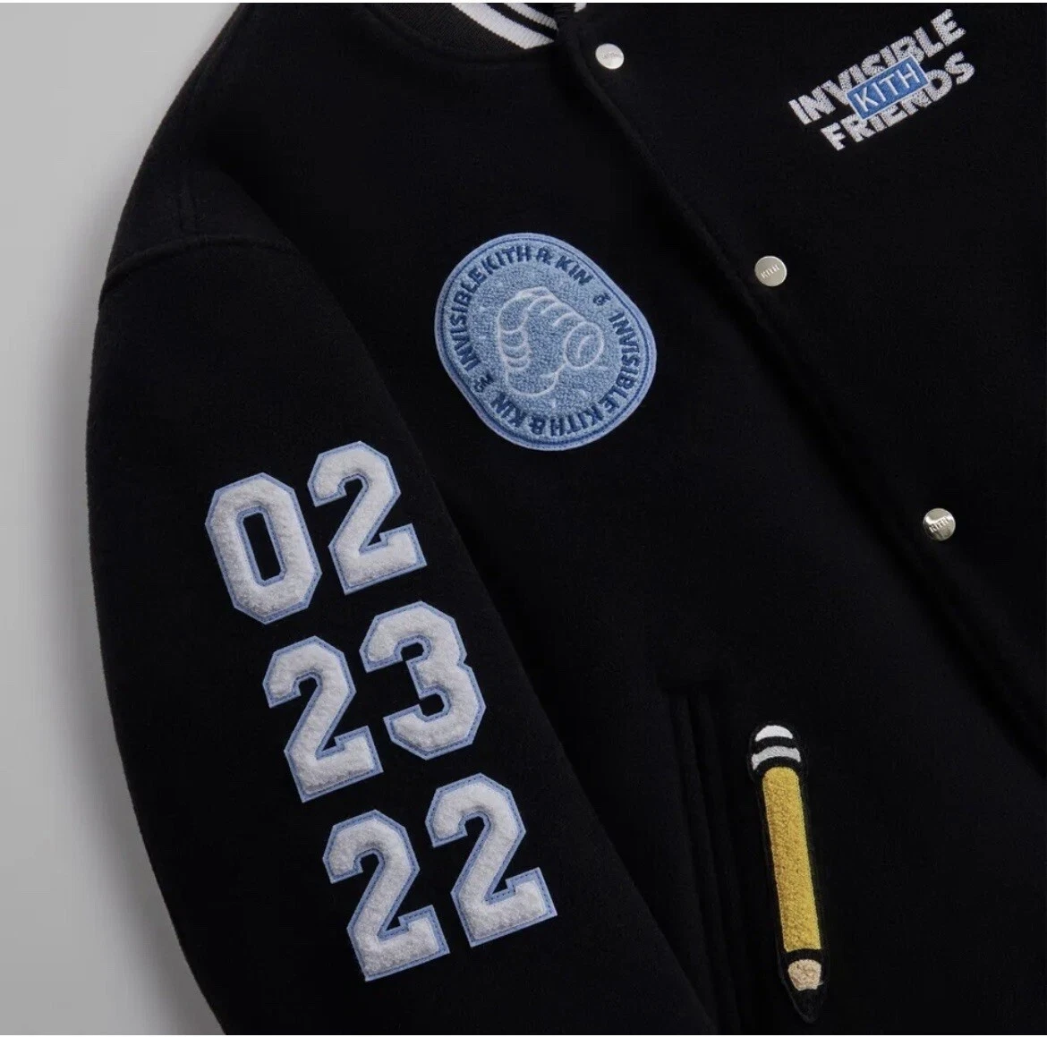 KITH x Invisible Friends XL - Wool Bomber Jacket, Black