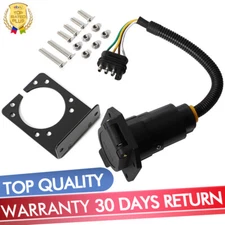 4-Pin Flat to 7 Way Blade RV Trailer Plug Adapter Tow Truck Light Wire Connector