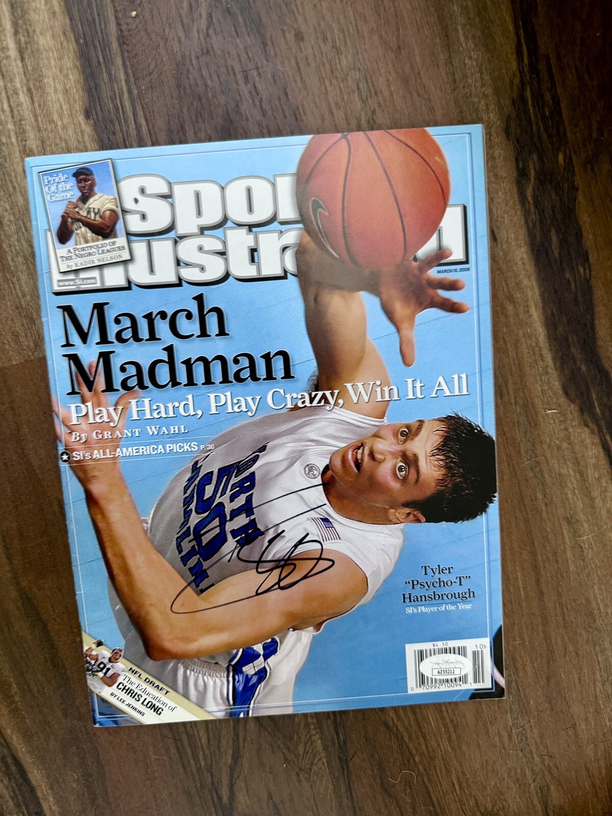 Tyler Hansbrough Autographed Signed North Carolina Tar Heels SPORTS ILLUSTRATED NO LABEL NL UNC TAR HEELS JSA COA 