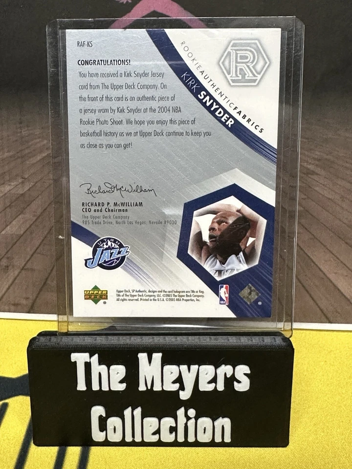 2004-05 SP Authentic Rookie Authentic Fabrics Kirk Snyder #RAF-KS Rookie RC🔥 - Image 3 of 3