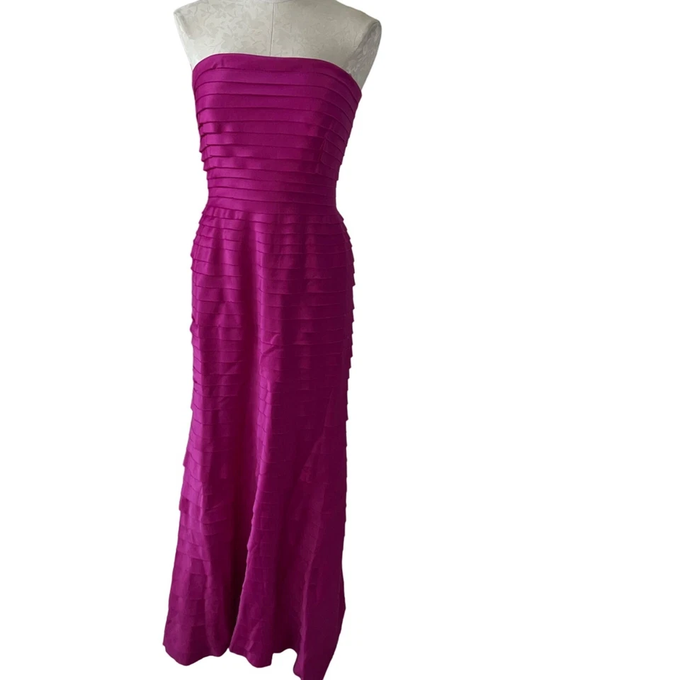 Tadashi 分层礼服女式复古 6 码粉色无肩带设计师复古新品 — 第 2/4 张图片