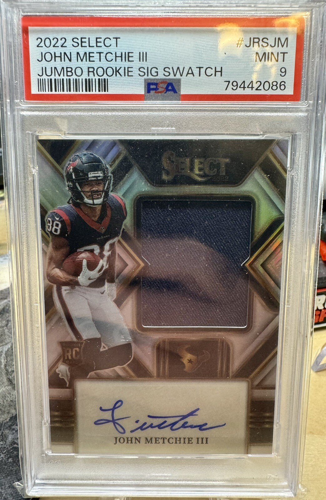 John Metchie Panini Select Jumbo Rookie Signature Swatch #JRSJM Base