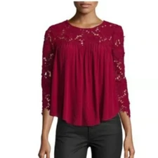 Lovers + Friends Dreamland 3/4-Sleeve Top, Wine Size L Sold out online!