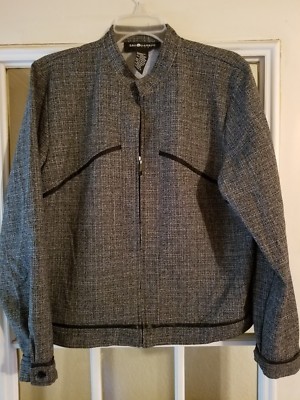 Black/Gray Zip Up Blazer Dress Jacket 